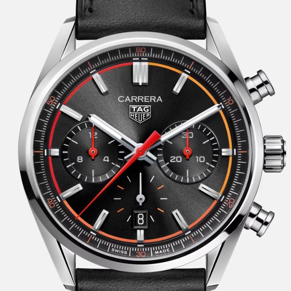 Tag heuer black leather strap cheap