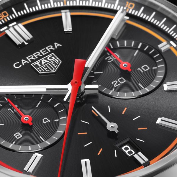 Tag heuer carrera black leather strap sales
