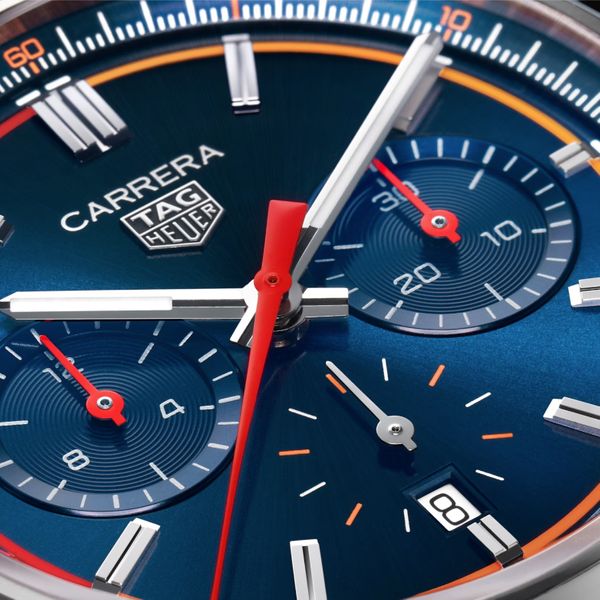 TAG Heuer Carrera Blue 'Heuer 02' Leather Strap Watch Peter Jackson