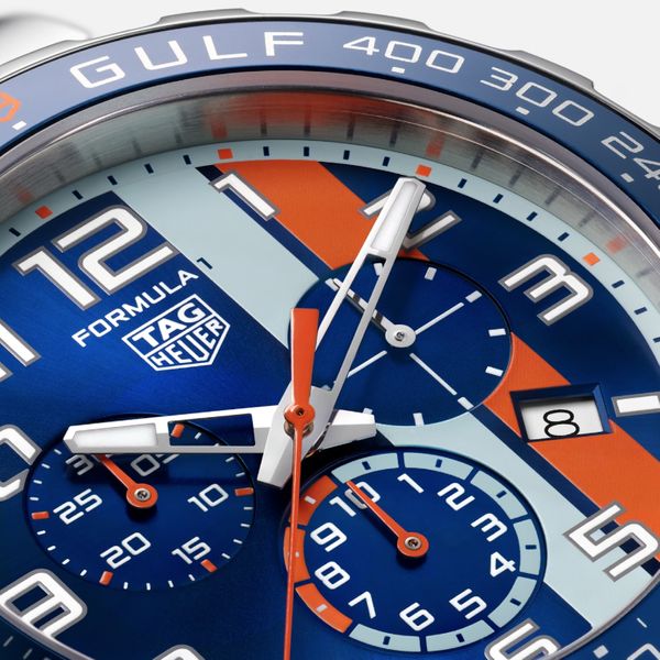 TAG Heuer 2023 F1 Gulf Special Edition Bracelet Watch Peter Jackson