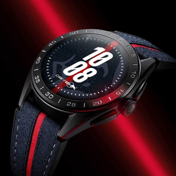 TAG Heuer Connected Calibre E4 X Oracle Red Bull Racing Edition 45mm Black Rubber Leather Watch 