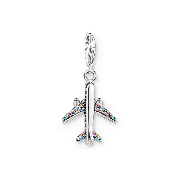 Thomas Sabo Multi Stone Set Aeroplane Silver Charm