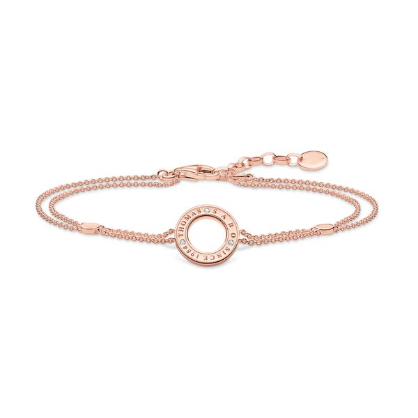 Thomas Sabo White Stones Double Row Circle Rose Gold Plated Bracelet 