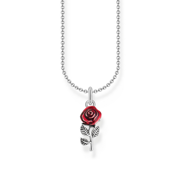 Thomas Sabo Red Rose Silver Pendant Necklace Peter Jackson