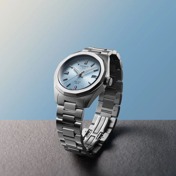 TISSOT PRC 100 Solar 34mm アイスブルー Tissot PRC 100 Solar 34mm Blue Quartz Bracelet Watch | Peter Jackson