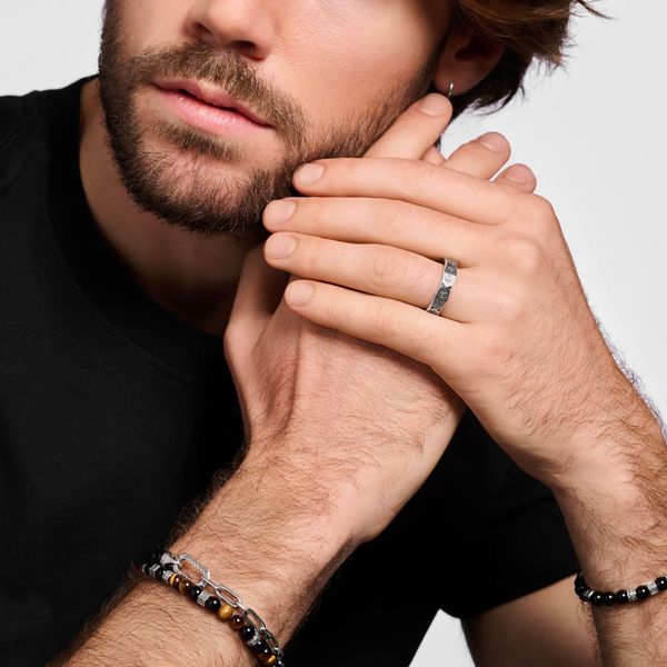 Thomas Sabo Black Stones Faceted Silver Ring | Peter Jackson Jeweller