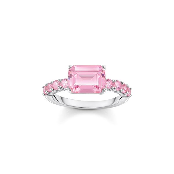 Thomas Sabo Solitaire Pink Zirconia Silver Ring 