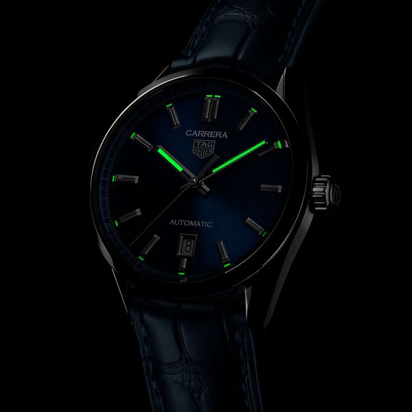 Tag Heuer Gents 39mm Blue Carrera Calibre 5 Automatic Date Strap
