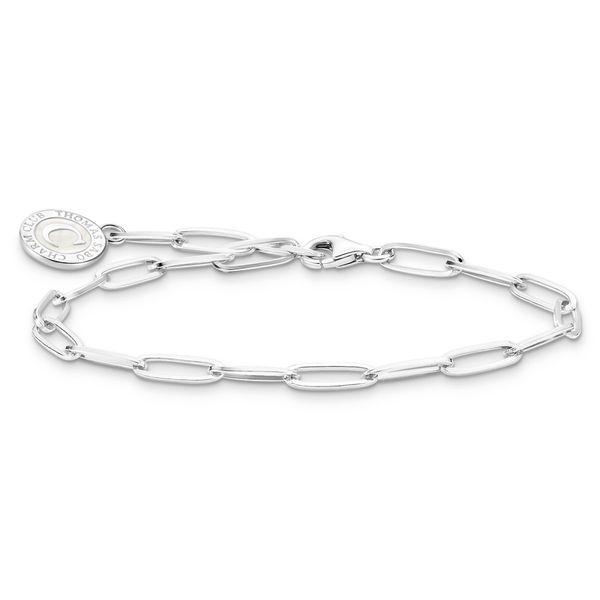 Thomas Sabo Charmista White Cold Enamel Coin Silver Paperlink Charm Bracelet 