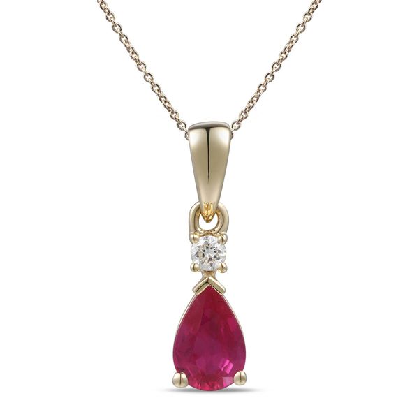 18CT GOLD .37 RUBY & .03 DIAMOND PENDANT