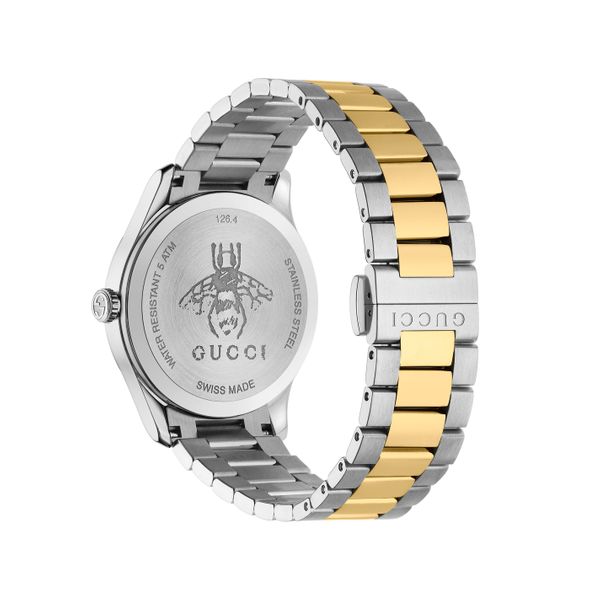 Gucci G-Timeless 38mm Bee Steel and Gold Bracelet Watch 