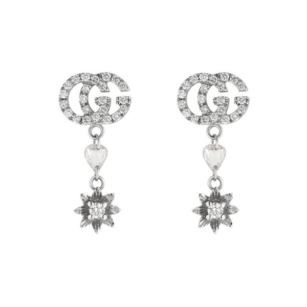 Gucci GG White Gold Diamond Flower Drop Earrings | YBD581830001 | Peter  Jackson the Jeweller | Gucci