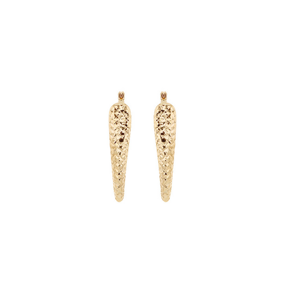 9ct Gold Elongated V-Shaped Drop Hoop Earrings