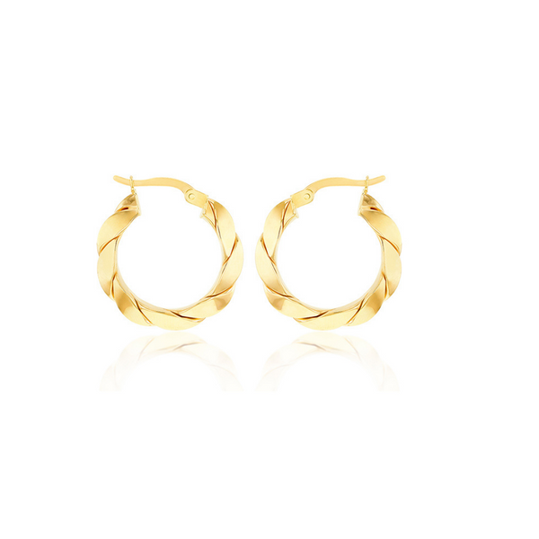 9ct Gold Twisted Hoop Earrings