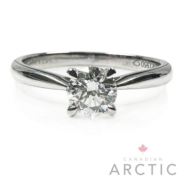 Platinum 0.46ct Canadian Arctic Round Brilliant Diamond 4 Claw Solitaire 