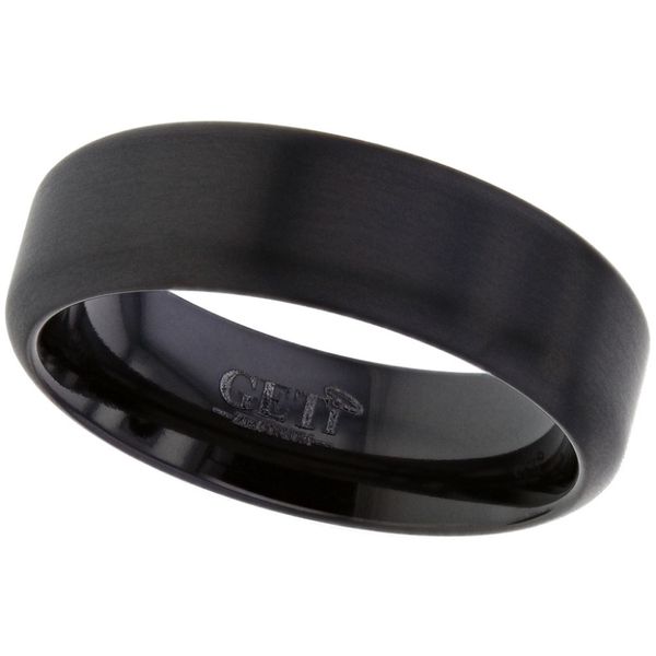 Black Zirconium 6mm Soft Flat Court Black Gents Wedding Ring  